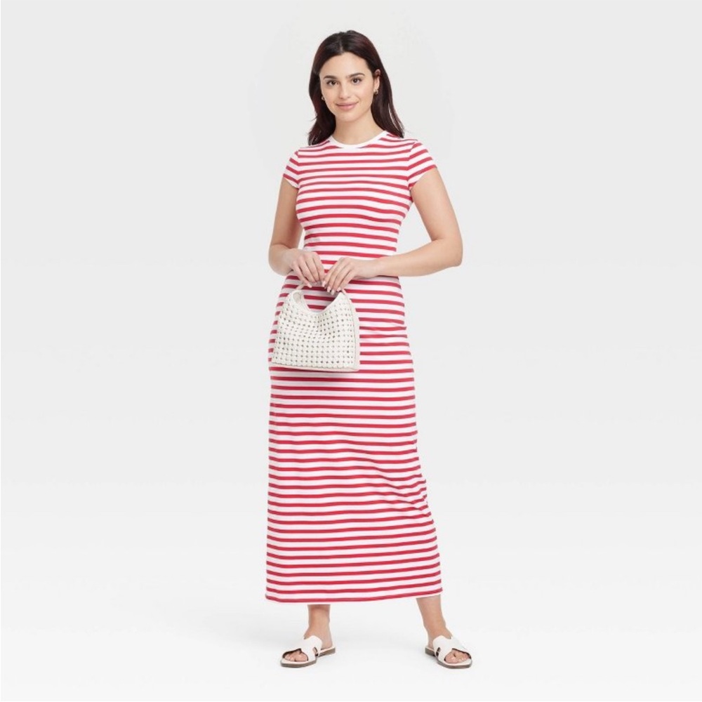 a new day Red and White Striped Maxi Dress